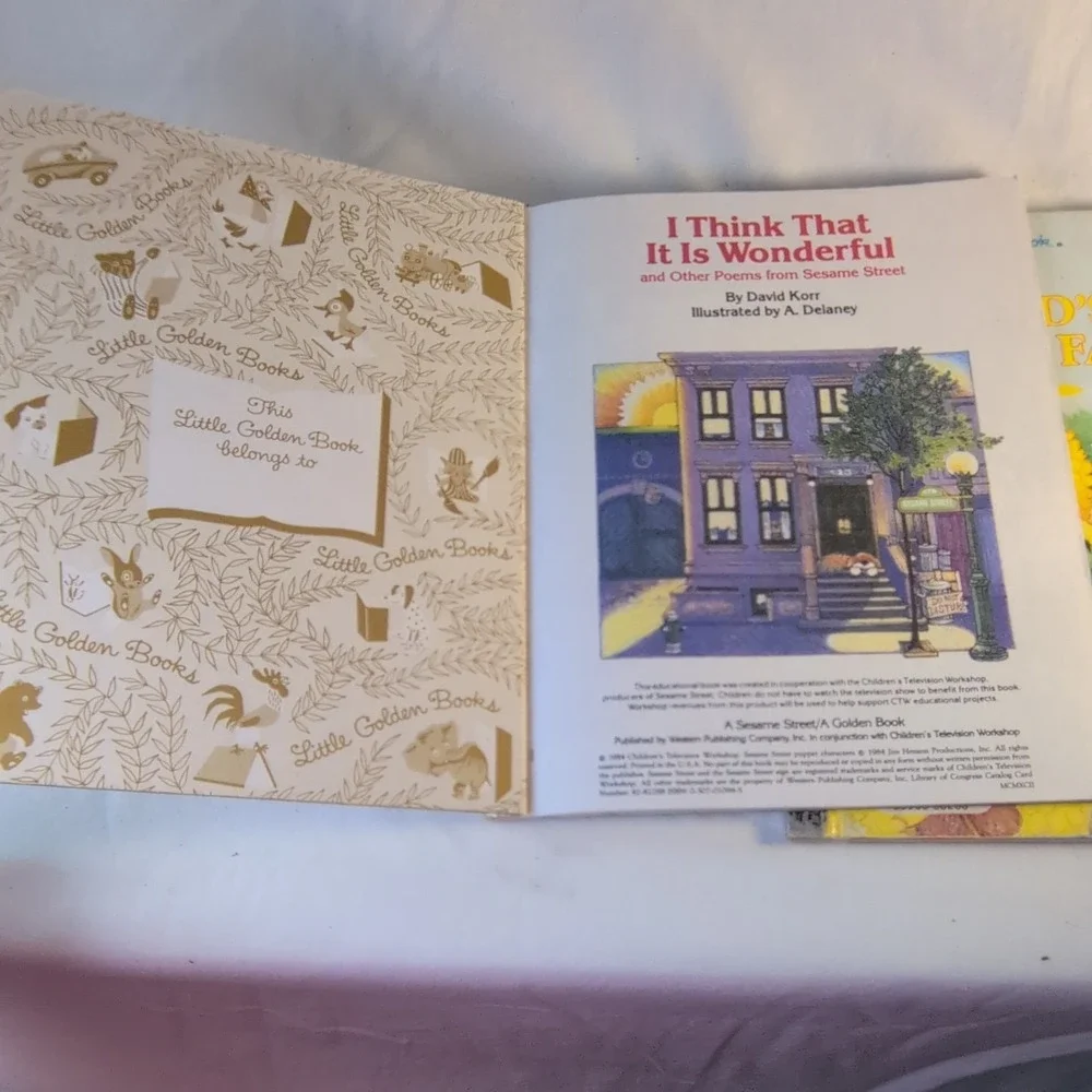 Lot 2 Vintage Sesame Street Little Golden Books Big Bird & poems